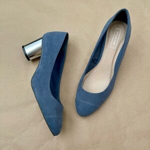 Sfera Blue Suede Silver Block Heel